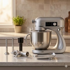 Resim Karaca Premium Maestro Artisan Mutfak Şefi Silver 6 Lt 800W Döküm Gövde (Kıyma Aparatı Dahil) 