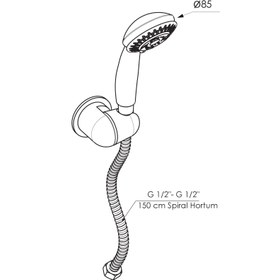 Resim Askılı Duş Seti (5 Fonksiyonlu Ø85) Krom Dst50 Gpd 