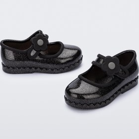 Resim Mini Melissa Hip Ballerina Simli Siyah Çiçekli Kız Bebek & Çocuk Babeti | 22-30 Numara | Melflex® Vegan | İkonik Kokulu - 2 