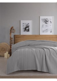 Resim Çift Kişilik Waffle Pike 210x230cm, %100 Pamuk, Petekli Pike Gri 