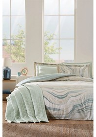 Resim Özdilek Natural Marble Çift Kişilik Yatak Örtülü Nevresim Takımı Mint 