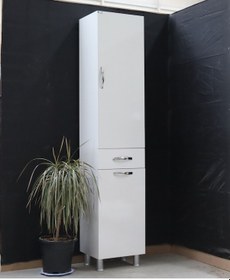 Resim Boy Dolabı Sepetli 35 Cm Mdf Banyo Beyaz 