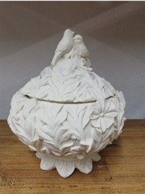 Resim Şekerlik Süslü Kuşlu Polyester Obje 17x13 