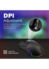 Resim Vertux Oyuncu Mouse Gecikmesiz Hassas Oyun Özel Led Işıklı 6.400 