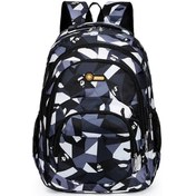 Resim Oldfriend Gri Kamuflaj Desenli Şık Unisex Nylon Sırt Çantası, Geniş Bölmeli Ayarlanabilir Askı Gri 