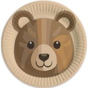 Resim Retro Sevimli Ayı Karton Tabak 8 Adet 