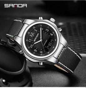 Resim Oldfriend Sanda Erkek Spor Dijital Kronograf Su Geçirmez Saati Siyah Deri Kordon Diğer 