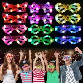 Resim LED Işıklı Karışık 6 Model Yanar Söner Parti Gözlüğü 12 Adet 