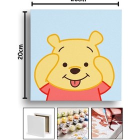 Resim Sayılarla Boyama 20x20 Cm Tuval Seti Fırça Boya Dahil Çıtaya Gerili - Pooh 
