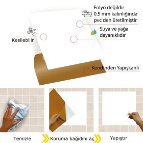 Resim Kendinden Yapışkanlı Düz Beyaz Desenli Pvc Karo 30X30 cm (33 Adet) 3m2 