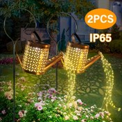 Resim 2 adet Güneş Su Dökme Işıkları, Güneş Dış Mekan Asılı Bahçe Dekoru, Vintage Metal Asılı Güneş Işıkları, LED Güneş Dizisi Işıkları için Çim Yolu Bahçesi, Partiler, Tatiller, Verandalar, Festivaller, Bahçe Yolları için Uygun 