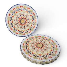 Resim Sudedi Home Gerçek Altın Yaldızlı Desenli Cam Servis Tabağı 26 Cm 6 Adet Çok Renkli 