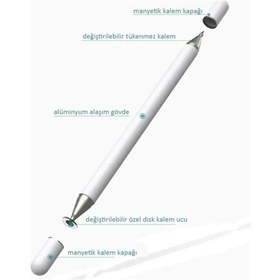 Resim Yedek Uçlu Dokunmatik Kalem Passive 2 In 1 Tablet Kalemi Çizim & Yazı Kalemi Dokunmatik Kalem 