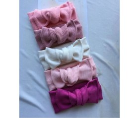 Resim PremiumPort Renkli 5'li El Yapımı Ribana Kız Bebek Bandana Seti 