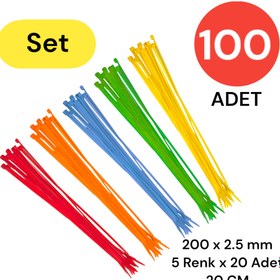 Resim Tek-İş 5 Renk Kablo Bağı 200x2.5 mm 100 Adet 