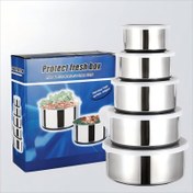 Resim 5 Parça Set: Sızdırmaz Şeffaf Kapaklı, Üst Üste Konulabilir Paslanmaz Çelik Gıda Saklama Kapları - Öğle Yemeği, Artık Yiyecekler, Çorba, Salata ve Hazırlık için İdeal 