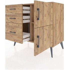 Resim Hyperion Şifonyer Tek Raflı 3 Çekmeceli 2 Kapaklı 88x44x80 Çam-çam Çam 