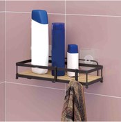 Resim Teknotel Ahşap Görünümlü Kancalı Banyo Duş Rafı 