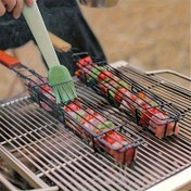 Resim 2 adet Yapışmaz Izgara Sepeti, Taşınabilir Metal Kömürle Izgara Aracı, Sebzeler ve Etler için Uygun, Açık Kamp, Piknik ve Yürüyüş için Mükemmel, BBQ Aksesuarları 