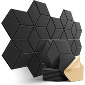 Resim 12 adet Kendinden Yapışkanlı Akustik Paneller 30.48cm x 25.4cm x 1.02cm - Y-Ayrılmış Tasarımlı Yüksek Yoğunluklu Ses Yalıtımlı Köpük, Alev Geciktirici, Gürültü Emici & Yankı Giderici (Siyah/Koyu Gri/Beyaz) 