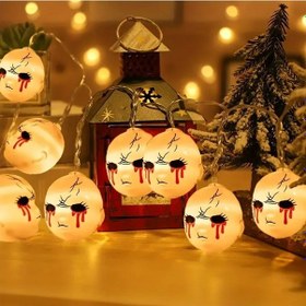 Resim Led Cadılar Bayramı Dekorasyon Atmosferi Düzeni Hayalet Yüz Işık Dizesi, Model: 3m 20 Led Yanıp Sönüyor Sıcak Beyaz 