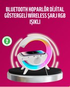 Resim UCUZTEKNO Kablosuz Şarjlı LED Masa Lambası Çalar Saat ve Beyaz Gürültü Özellikli 
