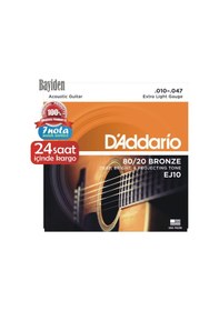 Resim D'Addario EJ10 Akustik Tel Set Bronz Extra Light (.010) 