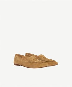 Resim Yargıcı Örgü Detaylı Deri Loafer 26ykay4015x 008 Camel 