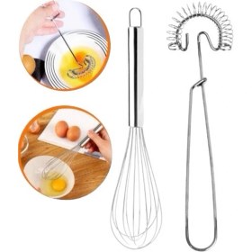 Resim Hane216 Ikili Metal Pasta Çırpıcı Seti 2 Parça Paslanmaz Çırpıcı 
