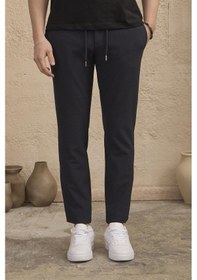Resim Braccas Erkek Slim Fit Beli Bağlamalı Dokulu Lacivert Pantolon Lacivert 