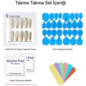 Resim 10'lu Ten Rengi Uzun Balerin Ubl1484 Tekrar Kullanılabilir El Yapımı Protez Takma Tırnak Xs 