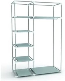 Resim Tek Yandan Raflı Plastik Profilli Portatif Çok Amaçlı Bez Dolap Bez Gardırop 