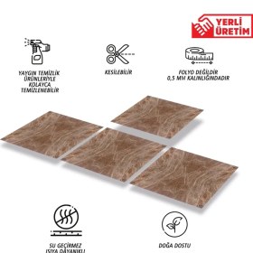 Resim Kendinden Yapışkanlı Kesilebilir Mermer 015 Desenli Pvc Karo 30X30 cm (33 Adet) 3m2 