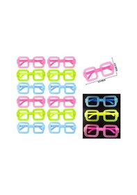 Resim Fosforlu Kare Model Glow Parti Gözlüğü Karanlıkta Yanan Gözlükler 12 Adet 