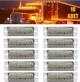 Resim 12 Volt 18 Ledli Marker Led Lamba Kamyonet Dorse Kamyon Beyaz 