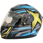 Resim Lem Star 140 Sarı-Mavi Güneş Vizörlü Full Face Kask 