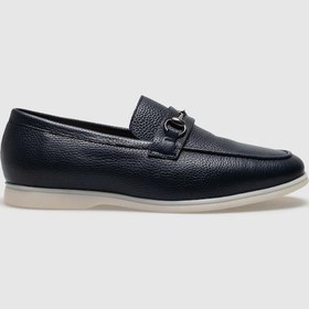 Resim Hakiki Deri Lacivert Tokalı Erkek Loafer - 43 