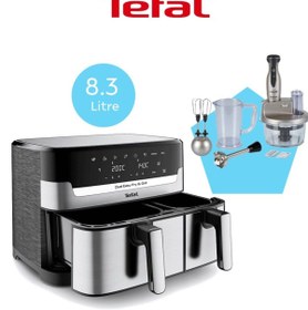 Resim TEFAL Çift Hazneli Easy Fry & Grill Dual Yağsız 8.3 Litre Fritöz ve Tefal 1500W Cam Hazneli robot 