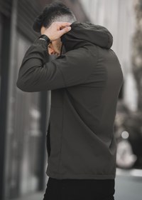 Resim Mmx Baskılı Suya Dayanaklı Slim Fit Erkek Kapüşonlu Mevsimlik Mont Yağmurluk - SIYAH / M 