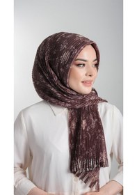 Resim Hürrem Bone Kahverengi Pratik Hazır Geçmeli Tesettür Eşarp Kesik Elyaf Piliseli Çiçek Desenli 1818d6 14 