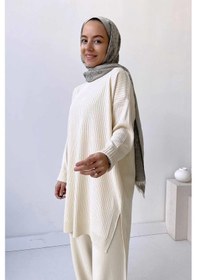 Resim Kahijab Anje Triko Tunik - Taş Krem 