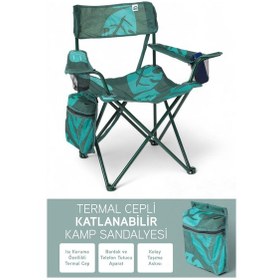 Resim Perilla Qufi Termal Cepli Katlanır Telefon Tutma Aparatlı Kamp Piknik Sandalyesi Rejisör Koltuğu - Yeşil Yeşil 