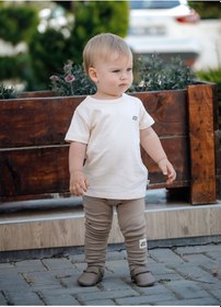 Resim Atlasyael Atlas&yael %100 Organik Gots Belge İpek Apreli Pamuk Kısa Kollu Bebek T-shirt - Somon 