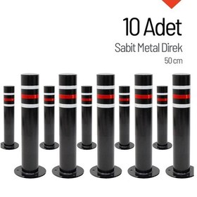 Resim 10'lu Sabit Metal Direk Seti Siyah, Metal Duba 50 Cm-3592 