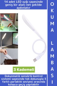 Resim Wintoup Premium Dayanıklı Esnek Kitap Bilgisayar Başı Kompakt 14 Led 3 Kademeli USB Dokunmatik Okuma Lambası 