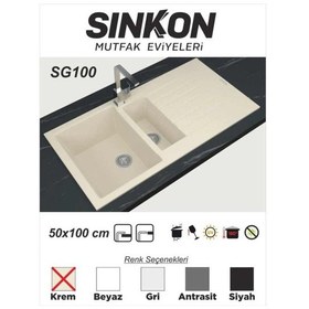 Resim Sinkon Krem Granit Eviye 50 x 100 / 1.5 Göz - Sg100 - Sinkon 