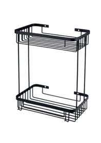 Resim Çelik Banyo İkili Metal Taci 23x15x30 Sabunluk Ve Şampuanlık Mat Siyah 