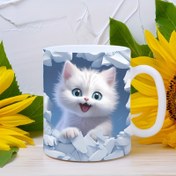 Resim 1 adet Oynak Bakın Kedi UV DTF Bardak Transfer Kağıdı Kendinden Yapışkanlı Sticker Kap ve Şişeler için Ev Dekoru DTF Transfer Kağıdı 16OZ Cam Eşyalar için, 3D Kristal Etiket Çiziklere Dayanıklı - Polyester Fiber 