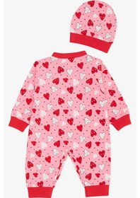 Resim Breeze Kız Bebek Tulum Renkli Gülenyüz Kalp Desenli 0-3 Ay-6 Ay, Pembe-Pembe 