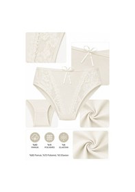 Resim Kadın Dantel Detaylı Külot Pamuklu Renkli Güpürlü Bikini 